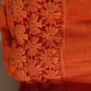 ellos Tops - ❤Ellos orange Tank with crochet trim 1X ellos Tops - ❤Ellos orange Tank with crochet trim 1X